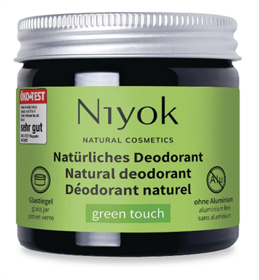 Niyok Natural Cosmetics 2-in-1 Aluminum Free Natural Deodorant and Antiperspirant, Green Touch Scent, 40 ml