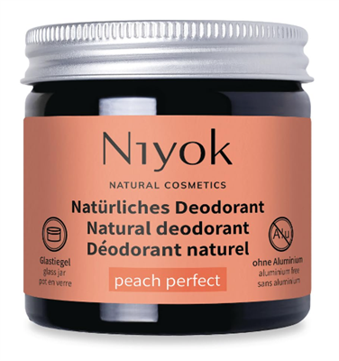 Niyok Natural Cosmetics 2-in-1 Aluminum Free Natural Deodorant and Antiperspirant, Peach Perfect Scent, 40 ml