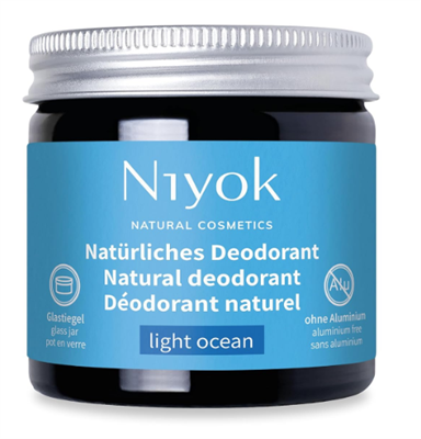 Niyok Natural Cosmetics 2-in-1 Aluminum Free Natural Deodorant and Antiperspirant, Light Ocean Scent, 40 ml